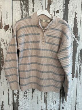 Anthropologie-Atoir Sara Knit Sweater Striped 5 Button Placket Size6/M